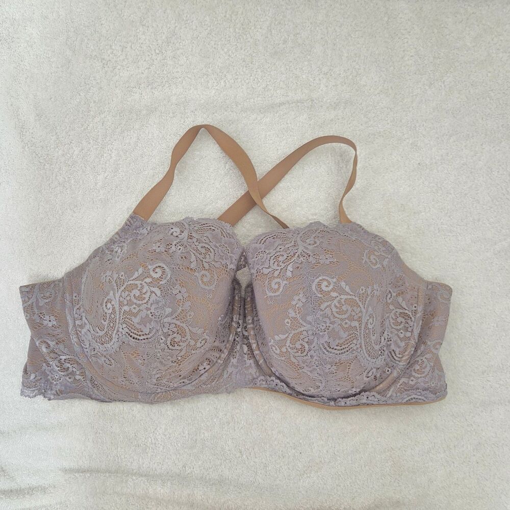 Third Love Womens Lilac Underwire Lace Balconette Bra 46C